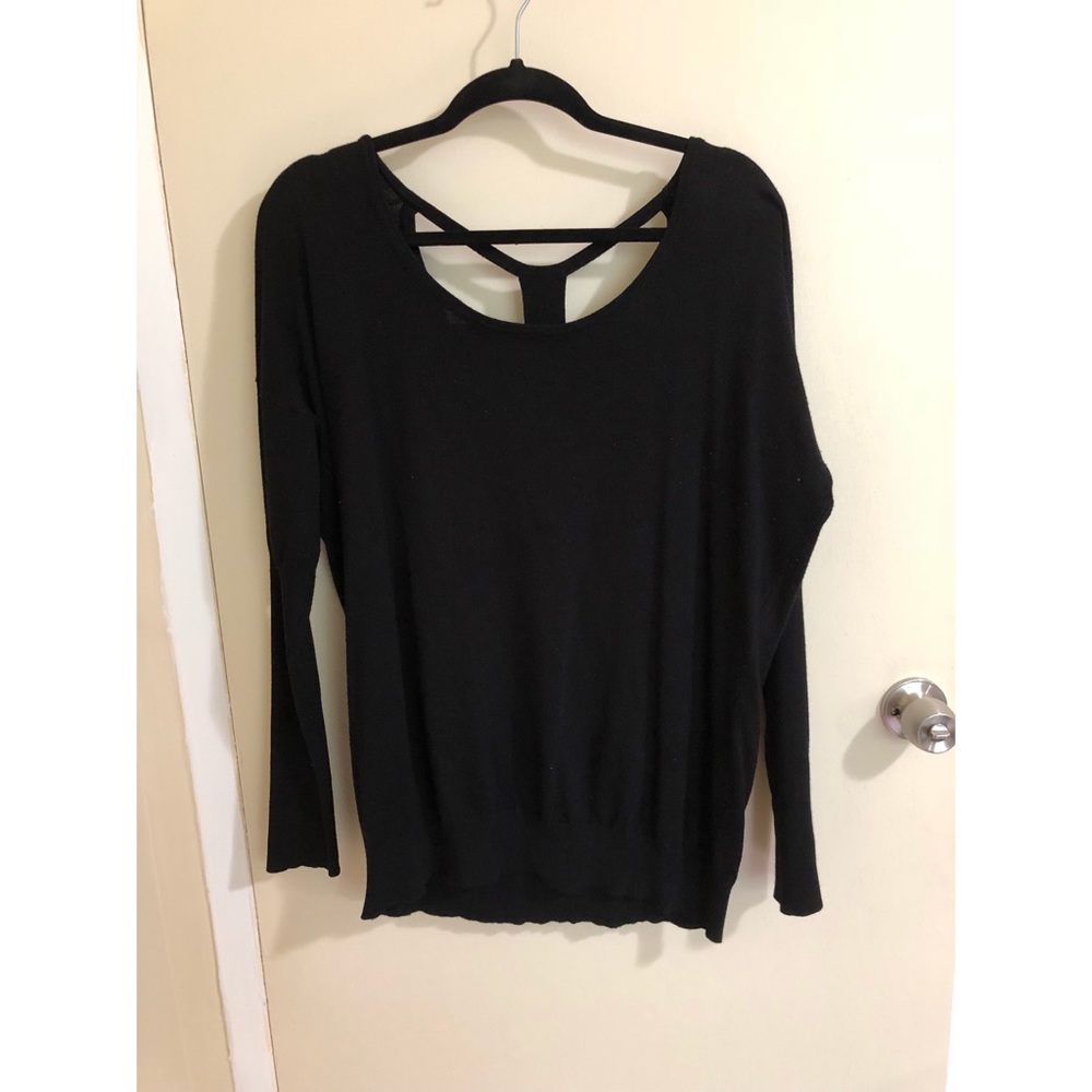 Black Long Sleeve Deb Top with Cutout